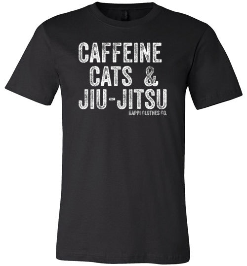 Caffeine Cats & Jiu-Jitsu Unisex T-Shirt Happi Clothes Co.